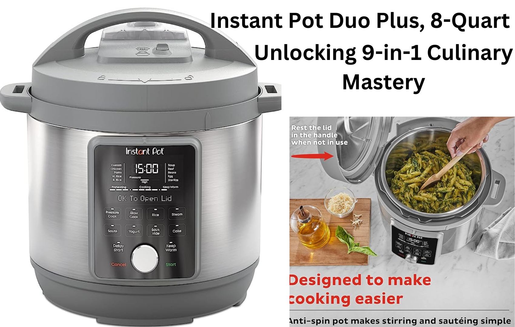 Instant Pot Duo Plus, 8-Quart Whisper Quiet 9-in-1 Electric Pressure Cooker