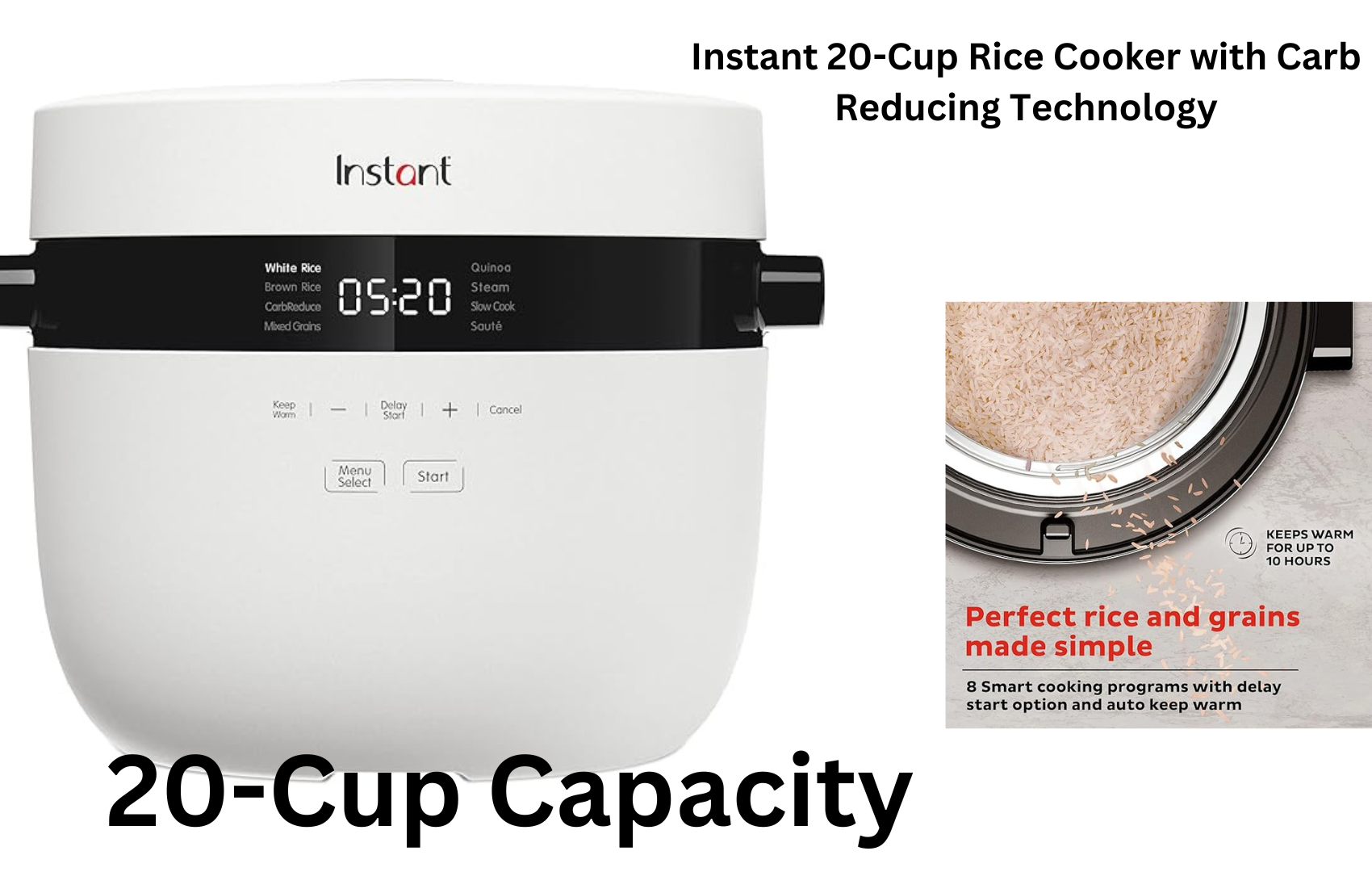 Instant 20-Cup Rice Cooker with Carb Reducing Technology