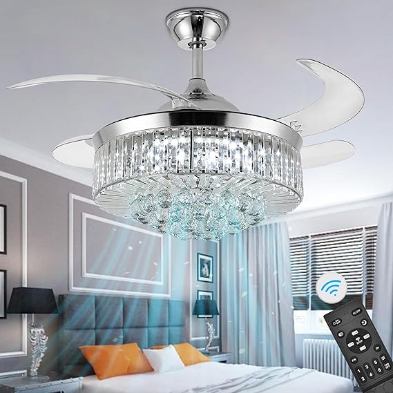  Panghuhu88 36" Invisible Ceiling Fan Chandelier Light