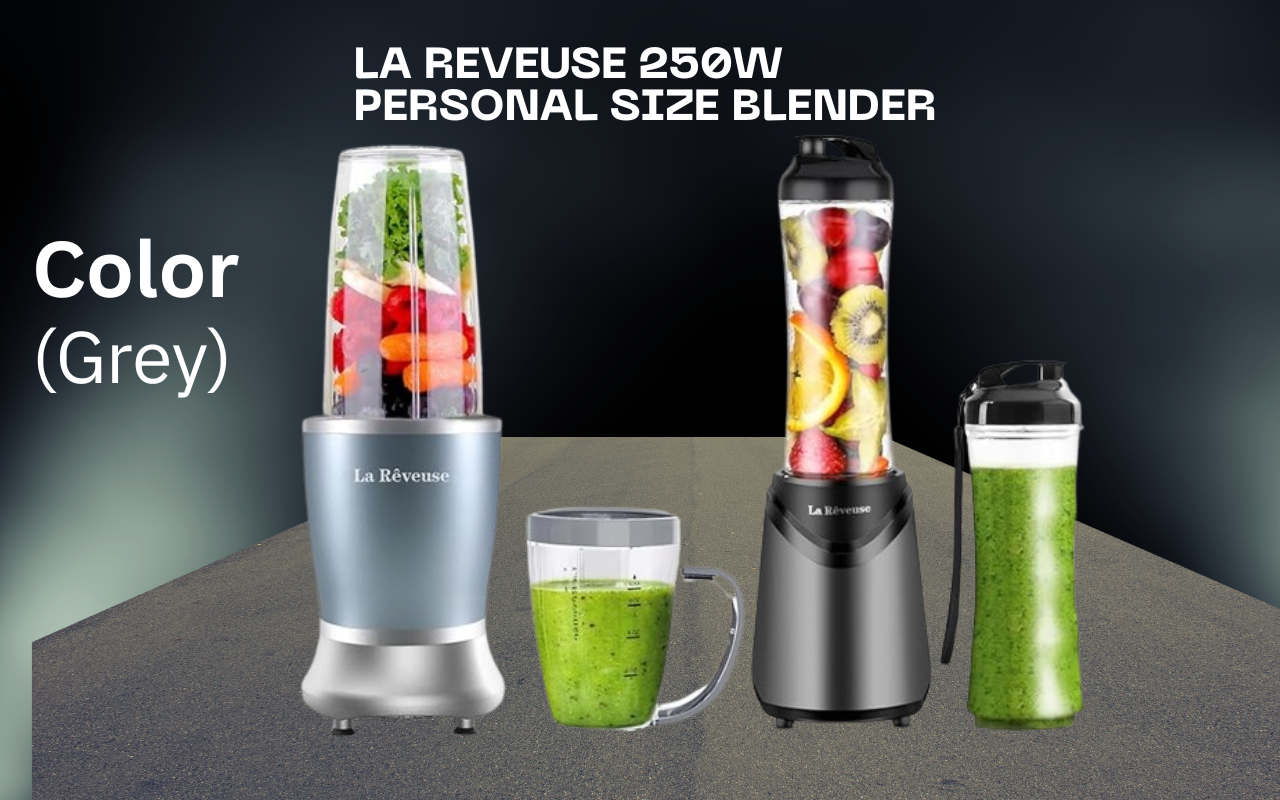 La Reveuse Personal Blender Combo: 250W in Pastel Blue + 300W Single Serve in Grey"