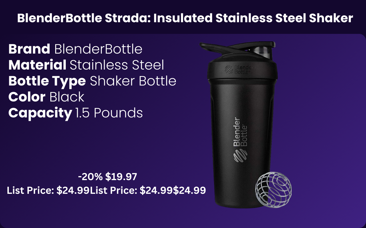 BlenderBottle Strada: Insulated Stainless Steel Shaker